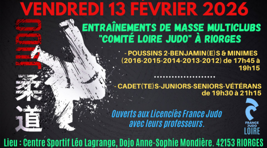 JUDO : "Entraînement départemental" à Riorges vendredi 13 Fevrier 2026